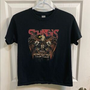 Sturgis 2022 Motorcycle Rally Commemorative Youth Tee Shirt Size Medium Black